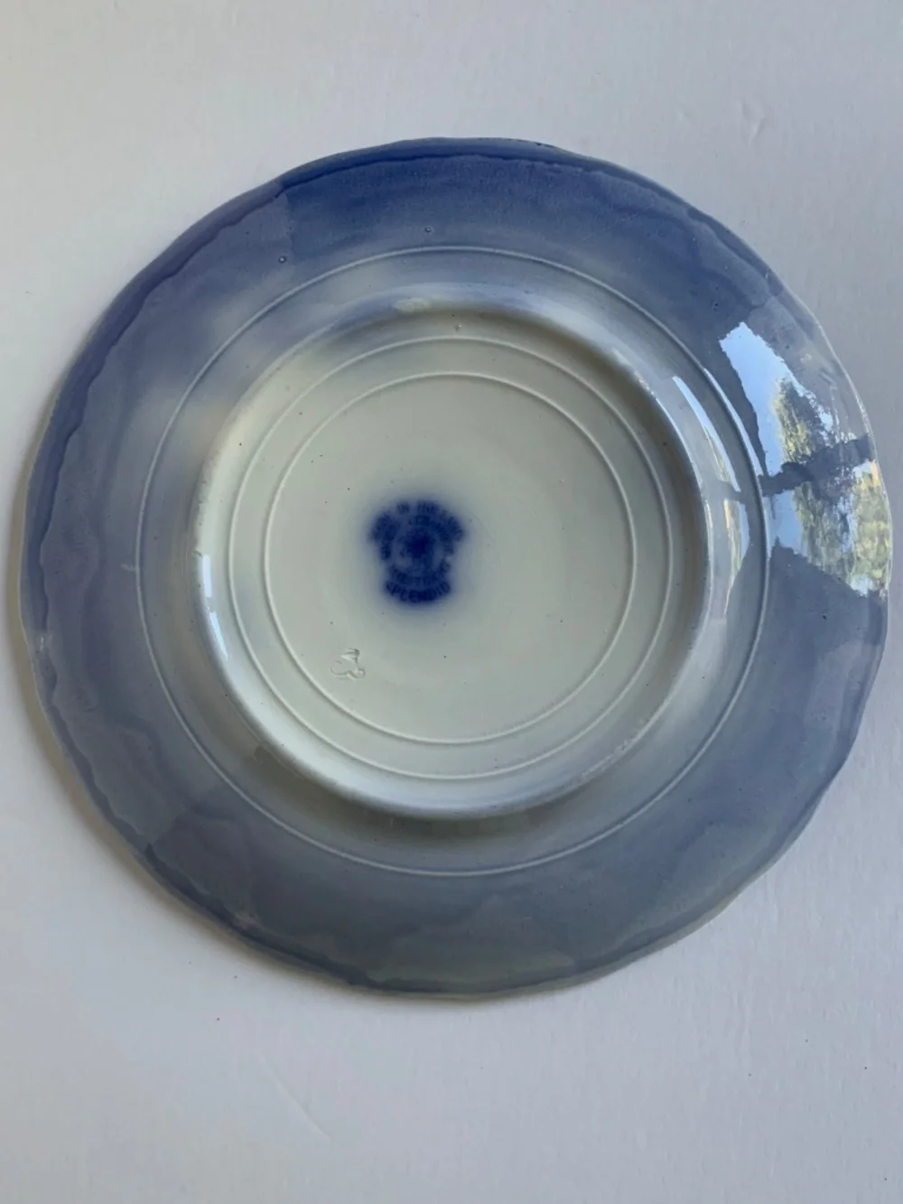 Antique Flow Blue Transferware Plate Societe Ceramique Maastricht Splendid 9”